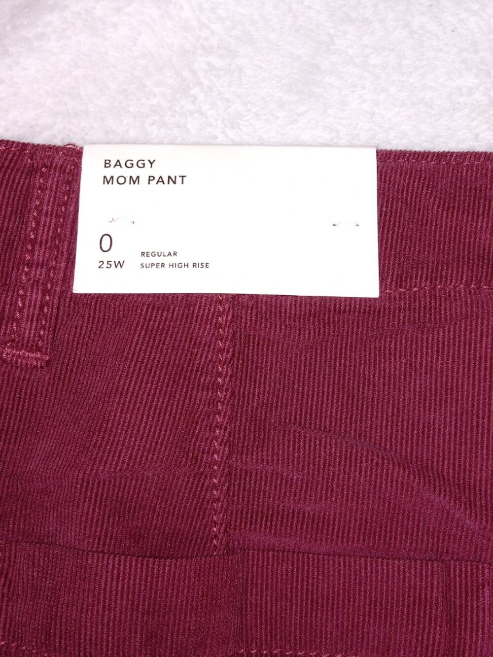 American Eagle Baggy Mom Corduroy Pants High Rise Maroon Red Sz 0 NWT - Picture 10 of 14